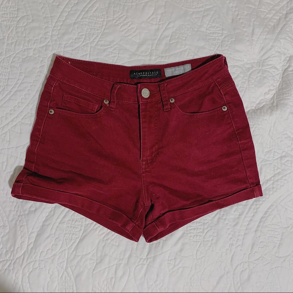 Aeropostale Maroon high waisted stretchy shorts